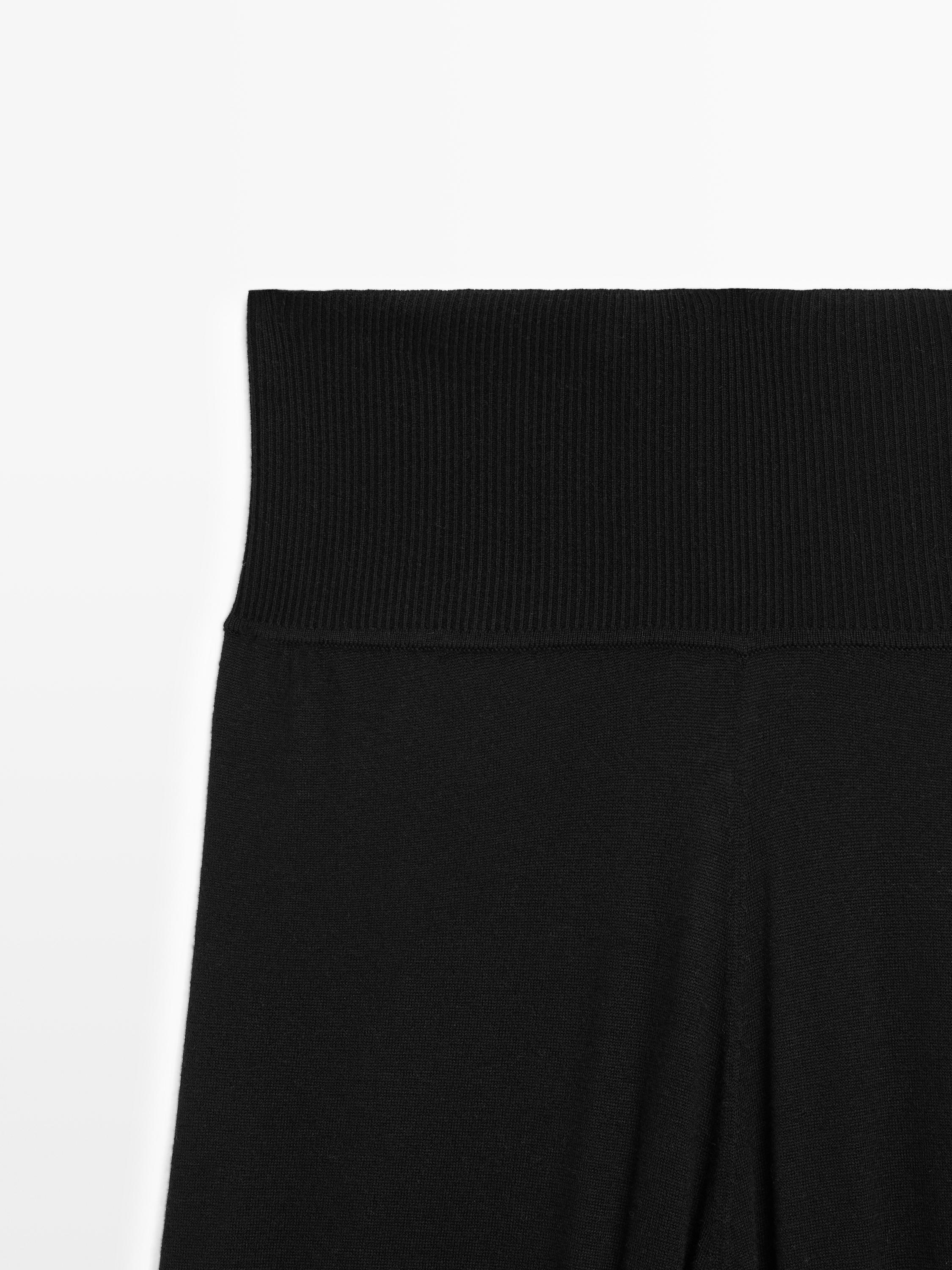 Wool blend knit sarouel trousers